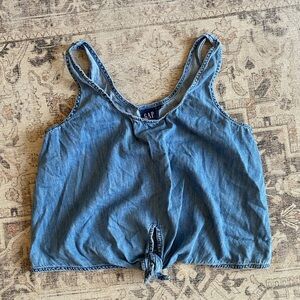 GAP Blue Denim Tie-Front crop Tank top